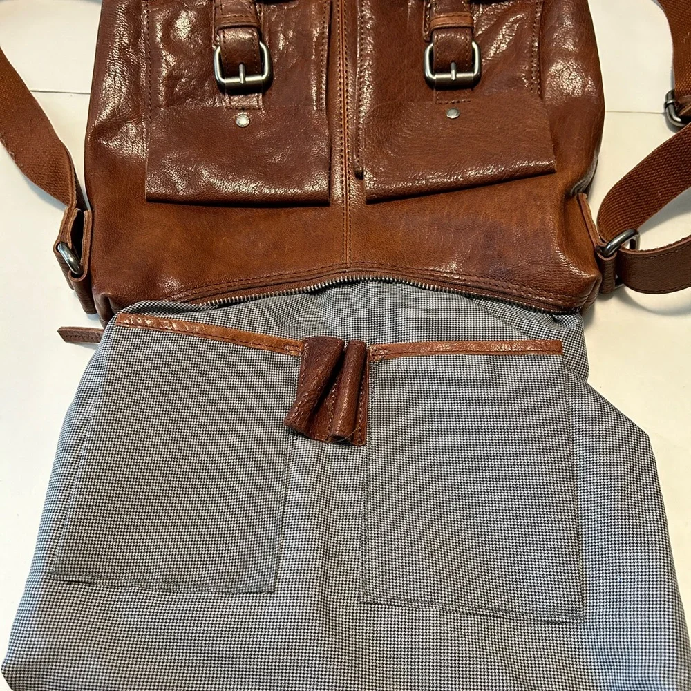 SPIKES & SPARROW Brandy Cognac Leather Crossbody Messenger Bag - Picture 5 of 8